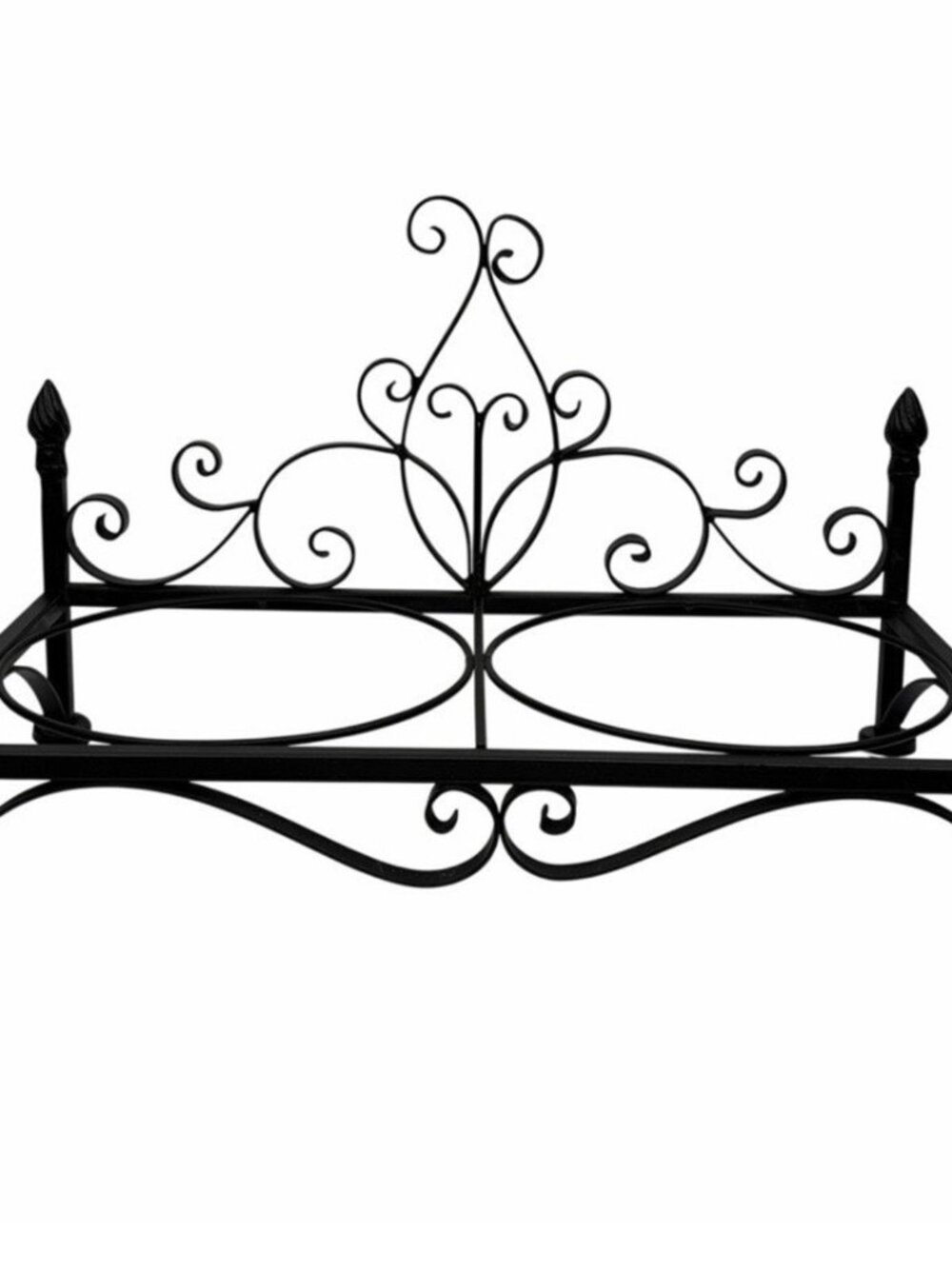Vintage Victorian Style Wrought Iron Dog Food & Water Bowl Holder Ornate Scroll